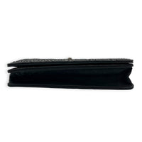 CC Studs Wallet On Chain Black in Calfskin, Silver hardware