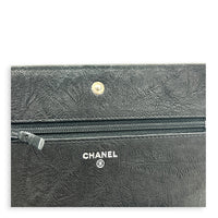 CC Studs Wallet On Chain Black in Calfskin, Silver hardware