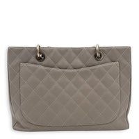 GST Tote Bag Grey in Caviar Leather, Silver hardware