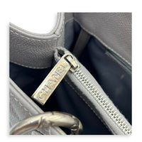 GST Tote Bag Grey in Caviar Leather, Silver hardware