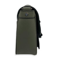 Hit The Road Messenger Green in Calfskin, Silver hardware