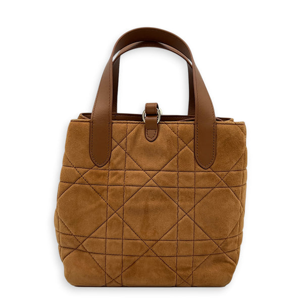 Toujours Tote Bag Vertical Brown in Suede Leather, Gold hardware