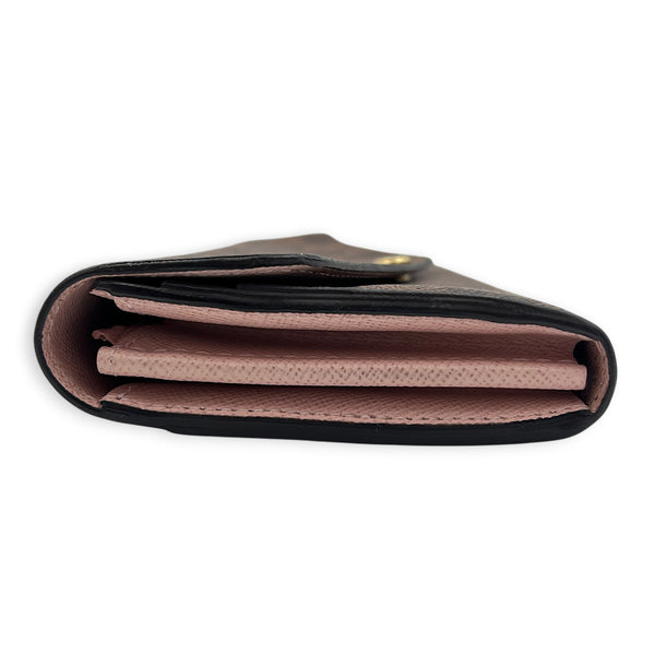 Sarah Wallet Damier Ebene in Coated Canvas, Gold hardware