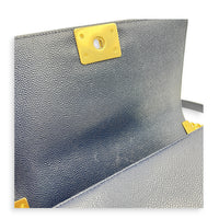 Boy Medium Blue Shoulder Bag in Caviar Leather, Gold hardware
