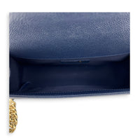 Boy Medium Blue Shoulder Bag in Caviar Leather, Gold hardware