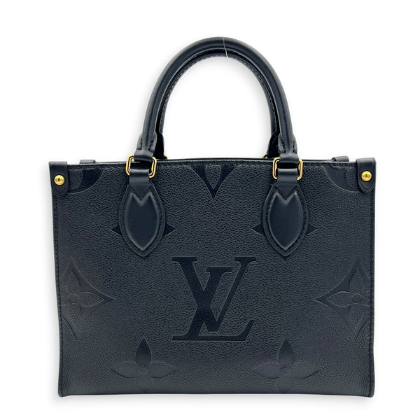 OnTheGo Top Handle Bag PM Black in Empreinte Leather