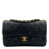 Classic Double Flap Shoulder Bag Small Vintage Brown in Lambskin, Gold hardware