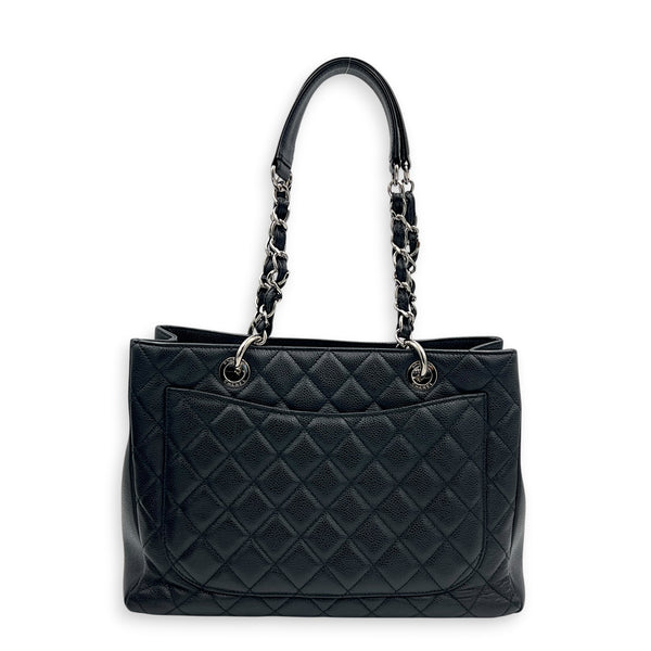 GST Tote Bag Black in Caviar Leather, Silver hardware
