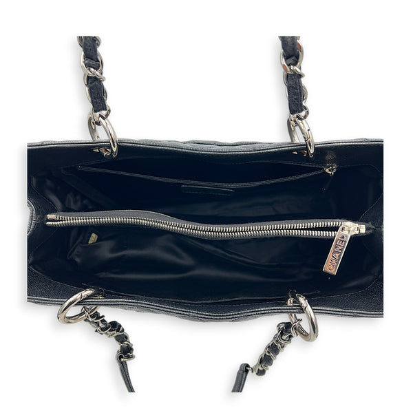 GST Tote Bag Black in Caviar Leather, Silver hardware