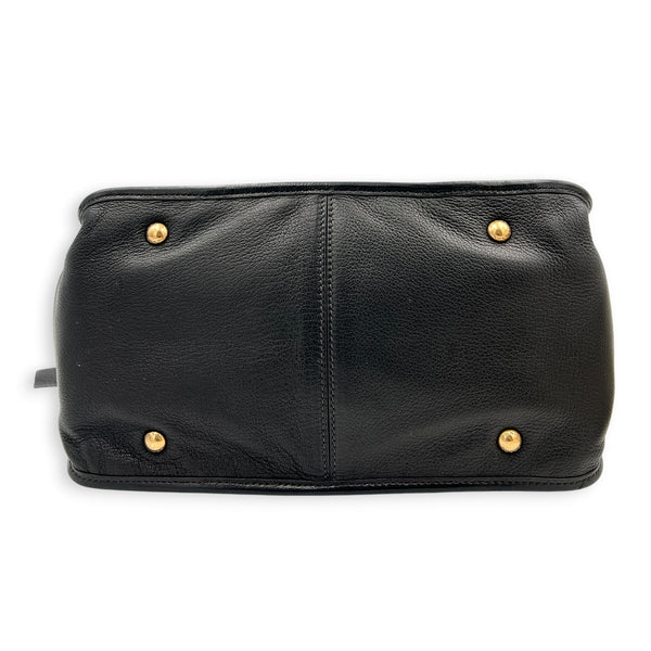 Prada tote Top Handle Bag Nero in Calfskin, Gold hardware
