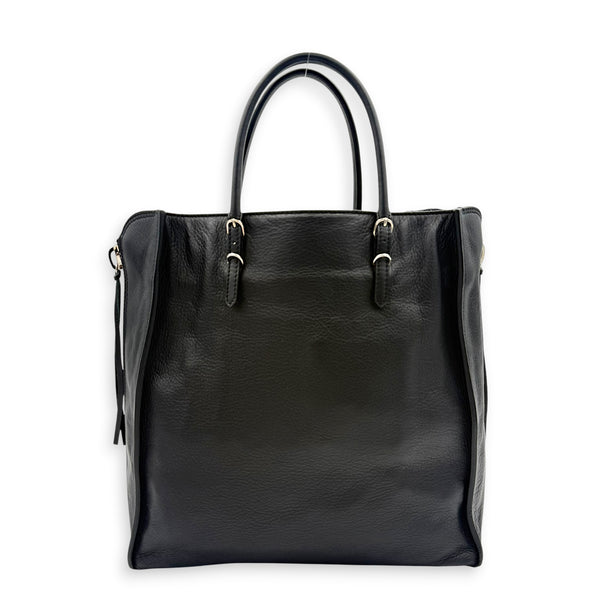 Papier Top Handle Bag Noir in Lambskin, Silver hardware