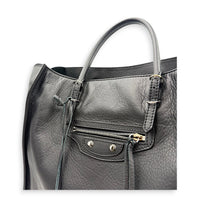 Papier Top Handle Bag Noir in Lambskin, Silver hardware