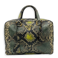 Bauletto Natural Snake Print Cervo Lux Top Handle Bag in Calfskin, Gold hardware
