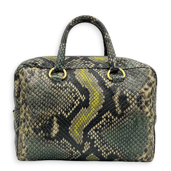 Bauletto Natural Snake Print Cervo Lux Top Handle Bag in Calfskin, Gold hardware