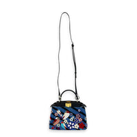 Peekaboo Top Handle Bag Small Blue in Fabric, Gold hardware