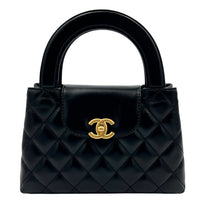 Kelly Mini Black Top Handle Bag in Calfskin, Gold hardware
