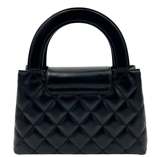 Kelly Mini Black Top Handle Bag in Calfskin, Gold hardware