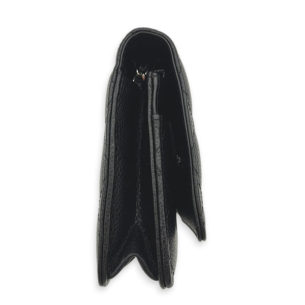 CC Black Wallet On Chain in Caviar Leather, Silver hardware