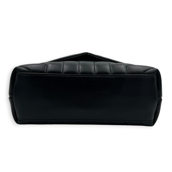 Loulou Shoulder Bag Black in Calfskin, Silver hardware