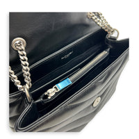 Loulou Shoulder Bag Black in Calfskin, Silver hardware