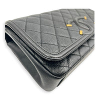 CC Filigree Shoulder Bag Black in Caviar Leather, Gold hardware