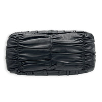 Gaufre Top Handle Bag Nero in Nappa Leather, Gold hardware