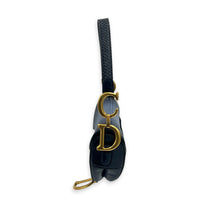 Saddle Shoulder Bag Medium Blue in Python Leather, Gold hardware