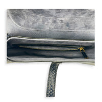 Saddle Shoulder Bag Medium Blue in Python Leather, Gold hardware