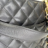 GST Black Tote Bag in Caviar Leather, Gold hardware